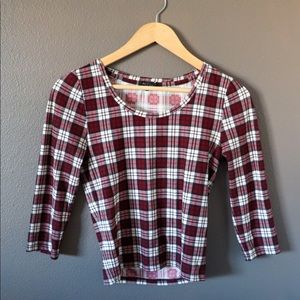 Forever 21 edgy grunge women’s red and white blend flannel print top